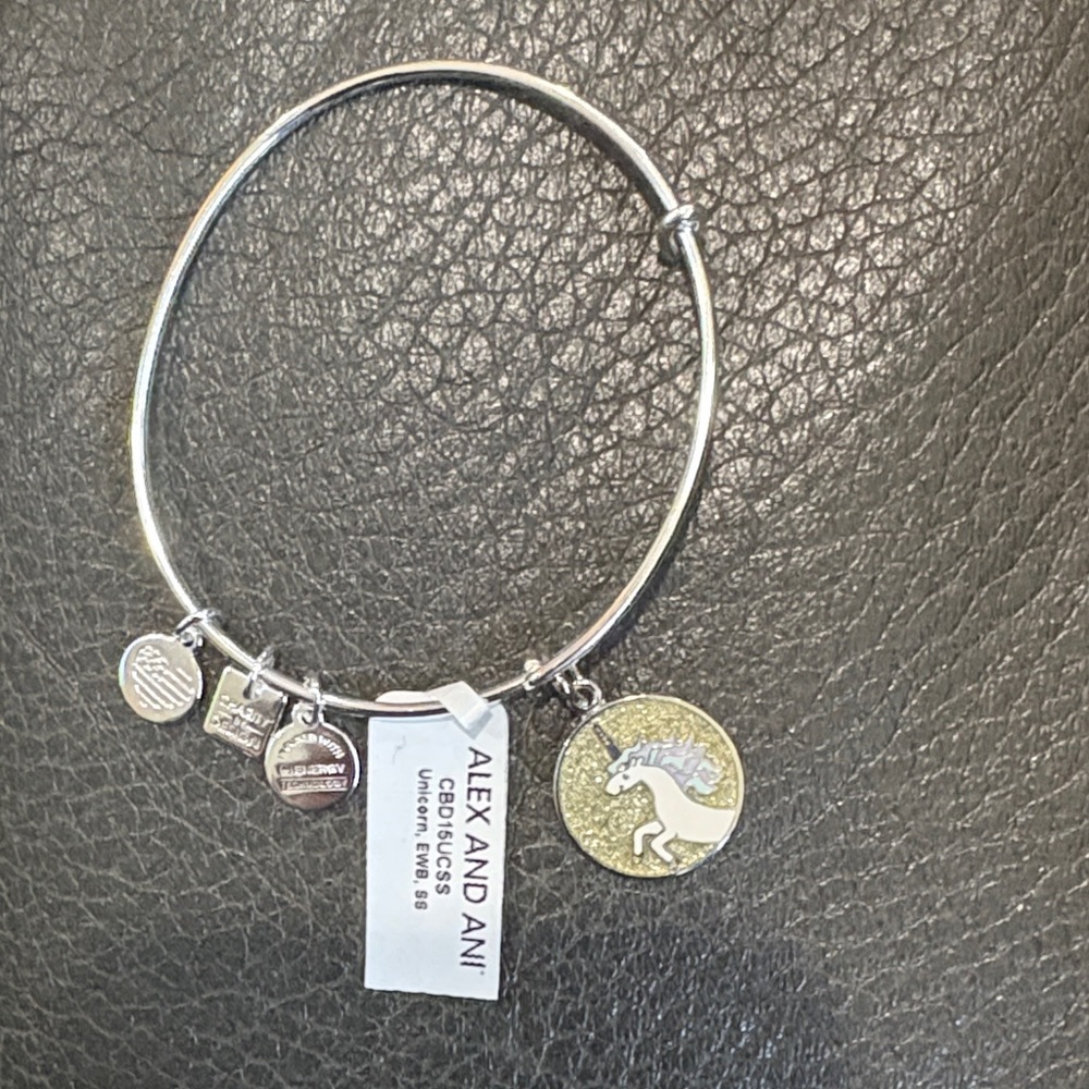 Alex and ani sparkly unicorn shiny silver charm bracelet